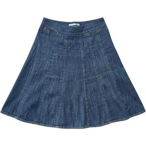 Christopher & Banks Denim Midi Skirt Womens 4 Paneled A Line Blue Western Y2K